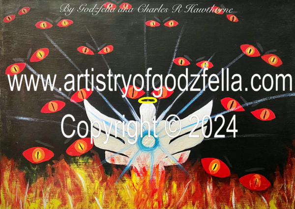 Demons Can't See Me  - 18x24 ~ Original (1x) One Of A Kind ~ By Artist Godzfella (Charles R. Hawthorne)